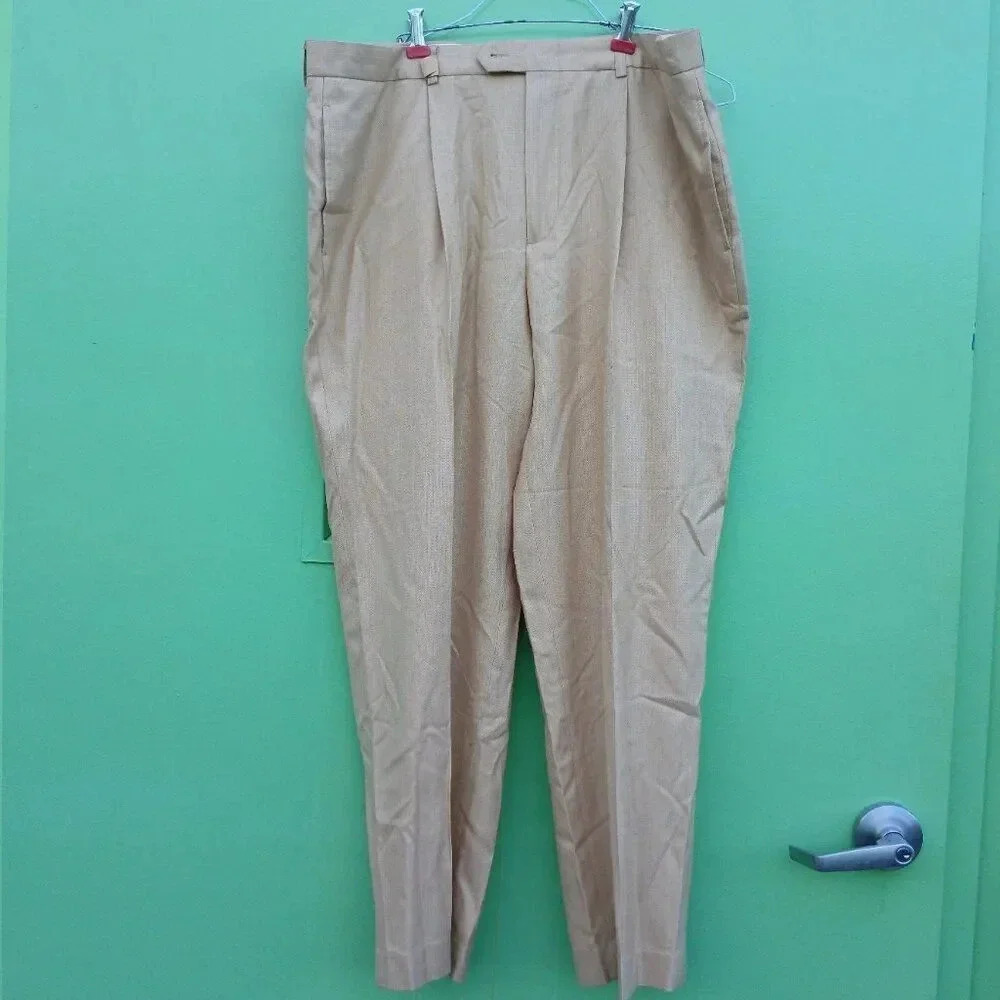 Men's ALEX CANNON BEIGE DRESS PANTS 40/30 BUSINESS PREPPY  SILK WOOL BLEND​